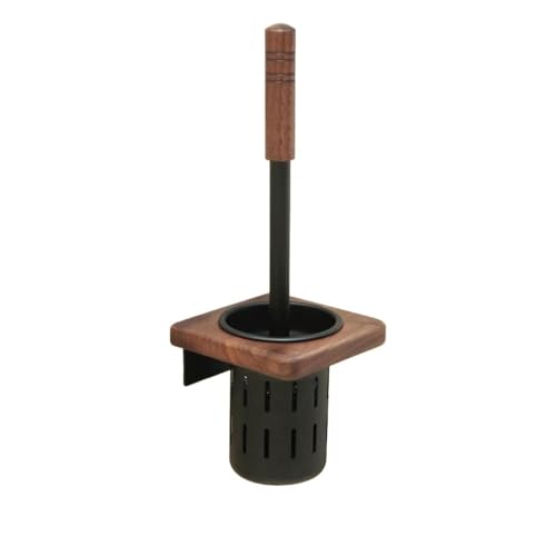 Toilettenbürste und Halter Aluminium Atmungsaktive Entwässerung Basis Toilettenbürste Wandmontage Holz Toilettenbürstenhalter Set Runder Bürstenkopf Toilettenbürste für die Innen- und Badezimmerreinig von JUNCHENG1008