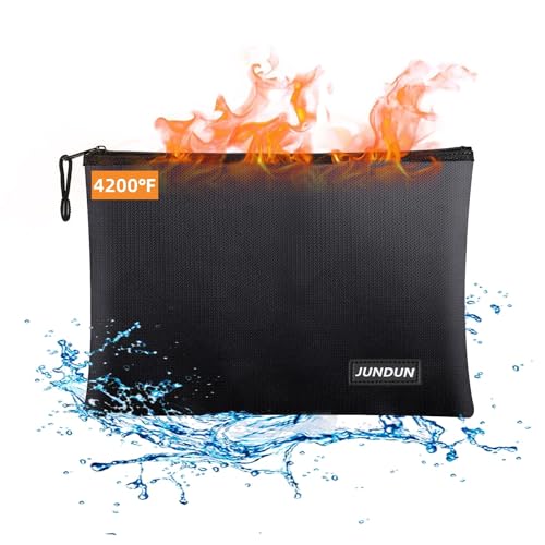 JUNDUN Feuerfeste Dokumententasche(36x26cm 4200℉), Feuerfeste Geldtasche, Tresor Feuerfest Wasserdicht Geldscheine Aufbewahrung Aktentasche Für Dokumente/Geld/Passport/Bankdatei Und Bargeld von JUNDUN