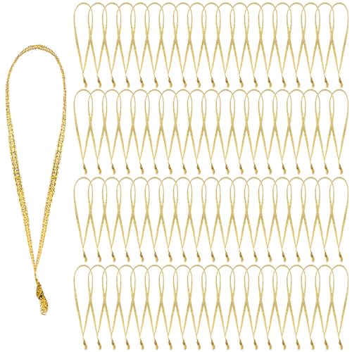 JUNEBRUSHS Weihnachtsbaum Aufhänger, 300 Stück Handgebundene Weihnachtsornament-Schnüre Ornament-Bandschlaufen Dünnes Band für Ornamente Weihnachtsbaum Haken (Gold) von JUNEBRUSHS