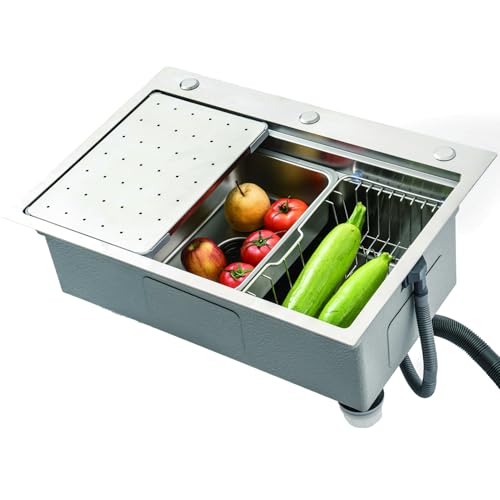 JUNFUNNLE Spülbecken Edelstahl Spüle 70 x 50 cm, Küchenspüle Einbauspüle mit faltbarem Siebkorb und Becken, Edelstahl Küche Waschbecken mit Siphon Ab- und Überlaufgarnitur JUNFUNNLE Spülbecken Edelstahl Spüle 70 x 50 cm, Küchenspüle Einbauspüle mit faltbarem Siebkorb und Becken, Edelstahl Küche Waschbecken mit Siphon Ab- und Überlaufgarnitur von JUNFUNNLE