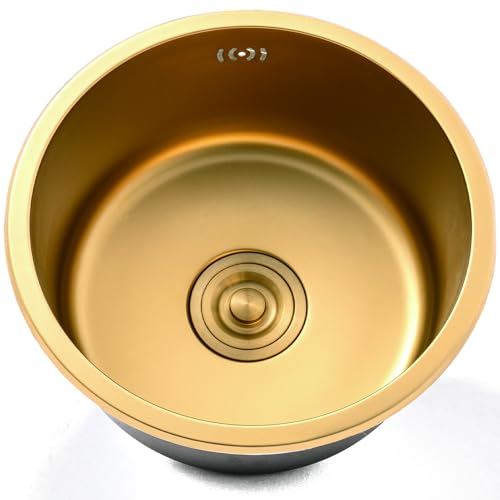 JUNFUNNLE Spülbecken Gold 40cm Edelstahl Einzelbecken Einbauspüle mit Ablauffilter und Überablaufgarnitur, Einfache Installation JUNFUNNLE Spülbecken Gold 40cm Edelstahl Einzelbecken Einbauspüle mit Ablauffilter und Überablaufgarnitur, Einfache Installation von JUNFUNNLE