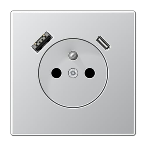 Französische/belgische USB-AC LS Steckdose Aluminium (Referenz: Jung AL1520F-15CA-L) von JUNG