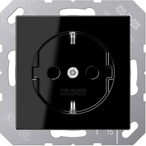 JUNG A 1520 KI SW Schuko Steckdose 16 A 250 V mit erhöhtem Berührungsschutz (Safety+) Serie A schwarz glänzend von JUNG