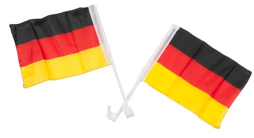 JUNG Autofensterfahnen 2er Deutschland Fussball EM 2024 Fan, Europameisterschaft Fanartikel Frauen & Männer, Fanpaket, Schwarz Rot Gold Flagge, Damen und Herren von JUNG