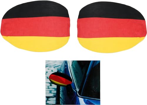 JUNG Autospiegelbezug 2er Deutschland Fussball EM 2024 Fan, Europameisterschaft Fanartikel Frauen & Männer, Fanpaket, Schwarz Rot Gold Flagge, Damen und Herren von JUNG