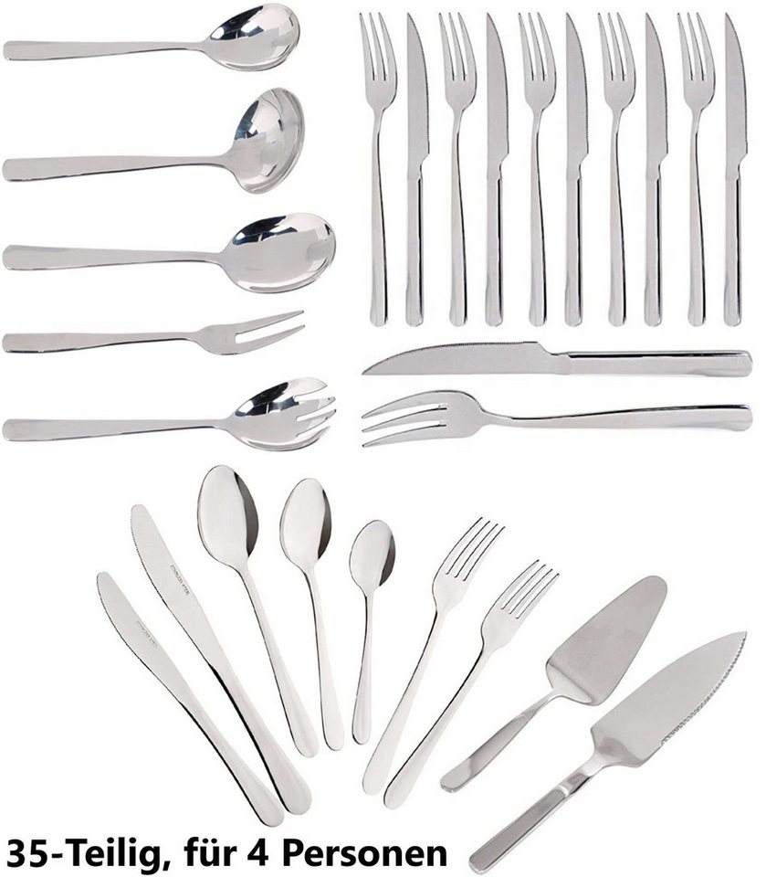 JUNG Besteck-Set Alpina Tafelbesteck 4 Personen, Besteckset Besteck 35 tlg, Edelstahl, 4 Personen, Spülmaschinenfest, Tischbesteck, Menübesteck, Essbesteck Besteck Set von JUNG