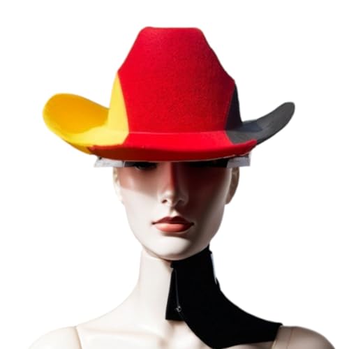 JUNG Filzhut im Cowboy Design Deutschland Fussball EM 2024 Fan, Europameisterschaft Fanartikel Frauen & Männer, Fanpaket, Schwarz Rot Gold Flagge, Damen und Herren von JUNG