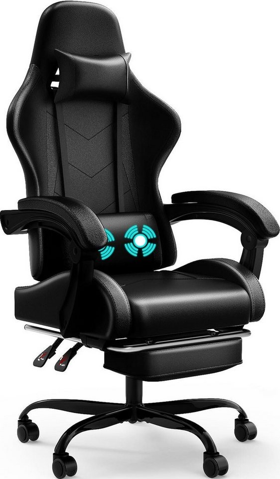 JUNG Gaming-Stuhl Devoko Gaming Stuhl Bürostuhl Ergonomisch, Lendenkissen verstellbar (Zockerstuhl, Zocker, Sessel Gaming, 150kg Belastbar, 1 St), PC Sessel, Computerstuhl, Computer Stuhl, Zockersessel von JUNG