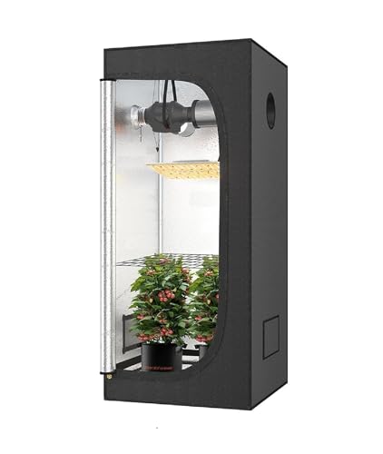 JUNG Growbox Growzelt Indoor 70x70x160cm Premium Mylar 97% reflektierend, Hydroponisches System, Gewächshaus Cannabis Balkon, Wasserdicht, Herausnehmbarer Boden, stabiles Nylongewebe, Grow Tent von JUNG