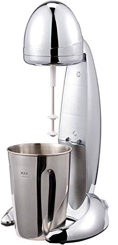 JUNG Milchshake Mixer Chromdesign, Milchshaker elektrisch 100W, Becher 600ml, geeignet als Fitnessdrink Eiweiß Shaker, 2 Geschwindigkeiten Standmixer von JUNG