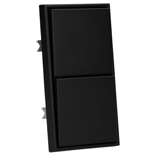 JUNG Serie LS Komplett-Set Graphitschwarz: 2x 506U Wippschalter Universal + 2x LS990SWM Wippe + LS982SWM Rahmen 2fach von JUNG