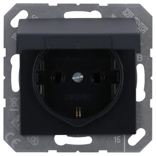 Jung 1520 BFKL ANM Schuko Steckdose 16 A 250 V bruchsicher mit Klappdeckel Serie A anthrazit matt von JUNG