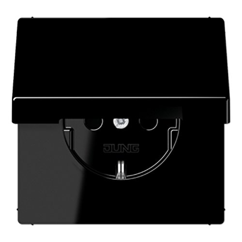 Jung 1520 BFKL SW Schuko Steckdose 16 A 250 V bruchsicher mit Klappdeckel Serie LS schwarz von JUNG