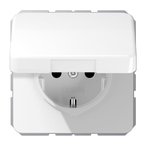 Jung 1520 BFKL WW CD1520BFKLWW Schuko Steckdose 16 A 250 V bruchsicher mit Klappdeckel Serie CD alpinweiß von JUNG