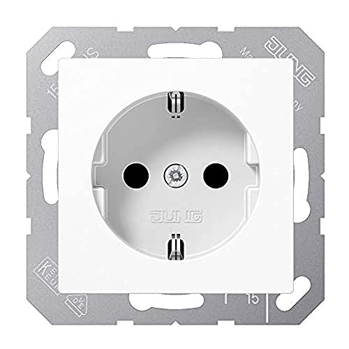 Jung A 1520 N WW A1520NWW Schuko Steckdose 16 A 250 V ohne Befestigungskrallen Serie A alpinweiß von JUNG