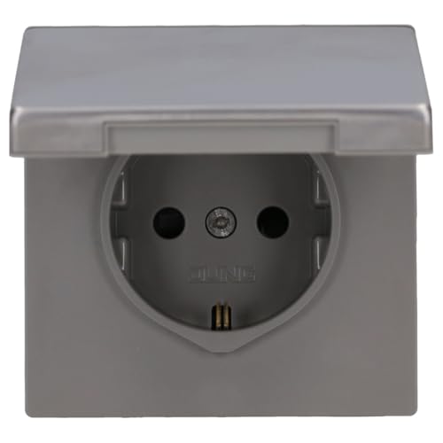 Jung ES 1520 KIKL Schuko Steckdose 16 A 250 V mit Berührungsschutz und Klappdeckel Serie LS Edelstahl von JUNG