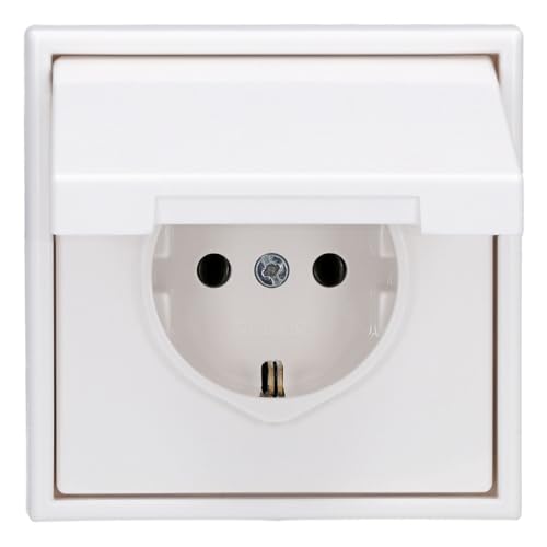 Jung Serie LS Komplett-Set Alpinweiß: LS1520KLWW SCHUKO Steckdose mit Klappdeckel + LS981WW Rahmen 1fach von JUNG