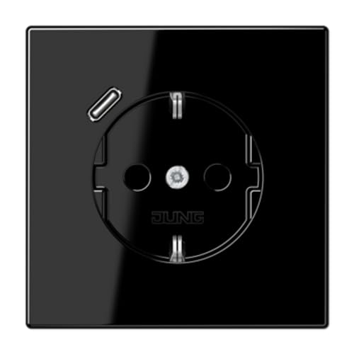 SCHUKO® Stecker mit USB-C LS schwarz (Referenz: Jung LS1520-18CSW) von JUNG