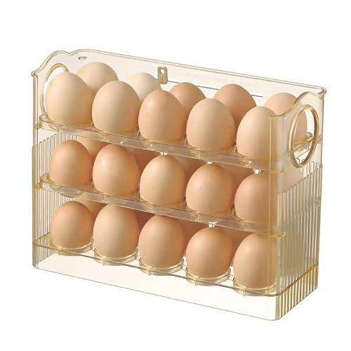 JUNGEN Eierbox Eier Behälter KühlSchrank Tragbare Ei Aufbewahrungsbox Stapelbar Ei Halter Eierbehälter aus Kunststoff transparent für 30 Eier (Stil 1) von JUNGEN