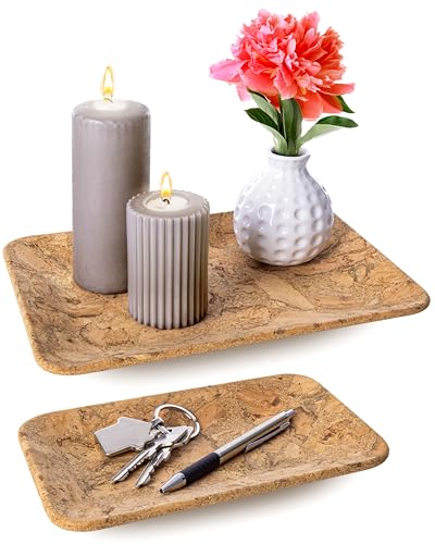 JUNGTHAL Schlüsselschale Dekoschale Schmuckschale Taschenleerer Kork (2er Set) - Exklusive Deko Ablage für Flur Badezimmer & Nachttisch von JUNGTHAL