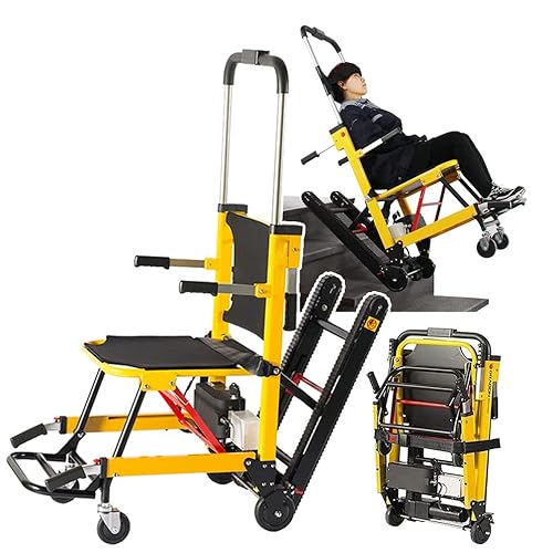 JUNIPI Elektrischer Rollstuhl-Treppenlift, Elektrischer Raupen-Treppensteiger, GewichtskapazitäT: 165 Kg (363 Lb), DäMpfende Reifen, Faltbar, Kann Treppen Hoch Und Runter Gehen von JUNIPI