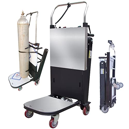 JUNIPI Elektrischer Treppensteiger-Handwagen, Raupen-Last-Treppensteiger (300Kg), 85-cm-VerläNgerungshalterung, Treppen Rauf/Runter (80 Stockwerke), BüRstenloser 250W Motor,Black von JUNIPI