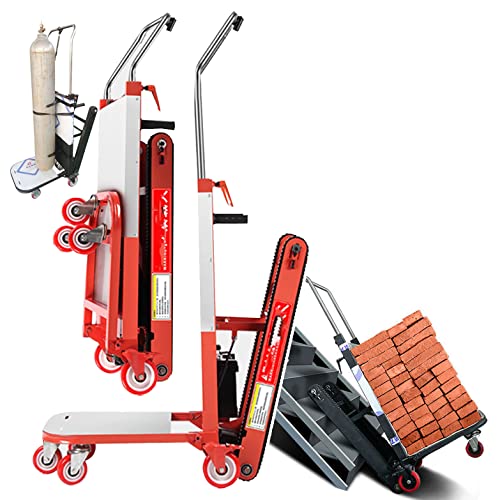 JUNIPI Elektrischer Treppensteiger - Sackkarre, Mit Teleskopstiel, Treppen Rauf/Runter (80 Stockwerke), 300 Kg Tragkraft (24 V 26 Ah), Elektro-Sackkarre,Red von JUNIPI