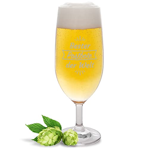 JUNIWORDS Biertulpe mit Gravur, Bester Postbote der Welt, Bierglas (1002507) von JUNIWORDS