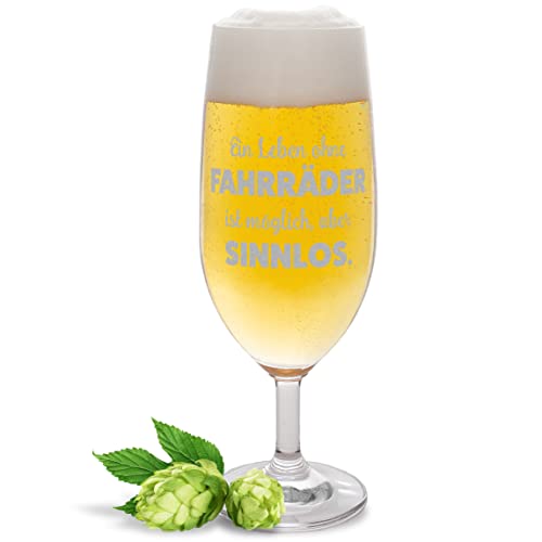 JUNIWORDS Biertulpe mit Gravur, Ein Leben ohne Fahrräder ist möglich, aber sinnlos, Bierglas (1009819) von JUNIWORDS