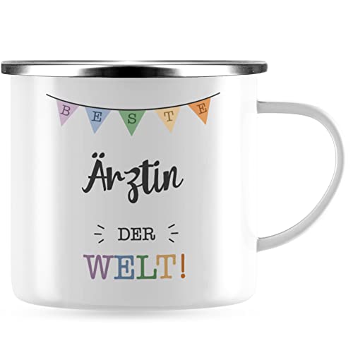 JUNIWORDS Emaille-Tasse, Beste Ärztin der Welt, Silberner Tassenrand (5690164) von JUNIWORDS