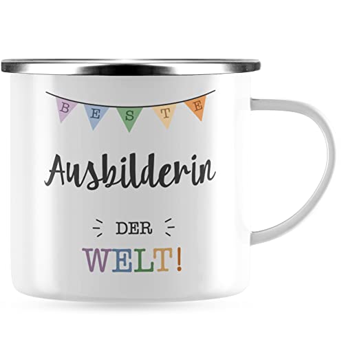 JUNIWORDS Emaille-Tasse, Beste Ausbilderin der Welt, Silberner Tassenrand (5690499) von JUNIWORDS