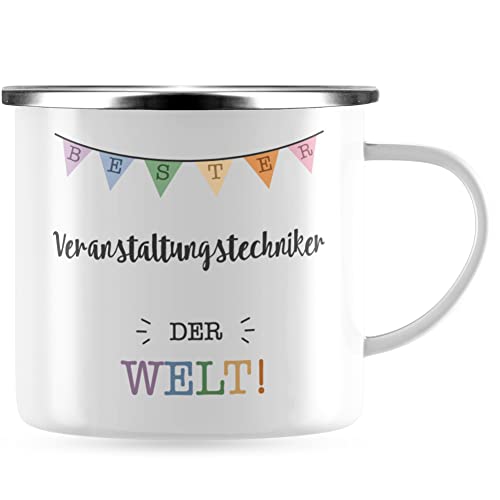 JUNIWORDS Emaille-Tasse, Bester Veranstaltungstechniker der Welt, Silberner Tassenrand (5723598) von JUNIWORDS