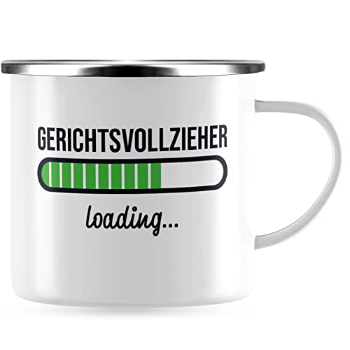 JUNIWORDS Emaille-Tasse, Gerichtsvollzieher loading, Silberner Tassenrand (6198021) von JUNIWORDS