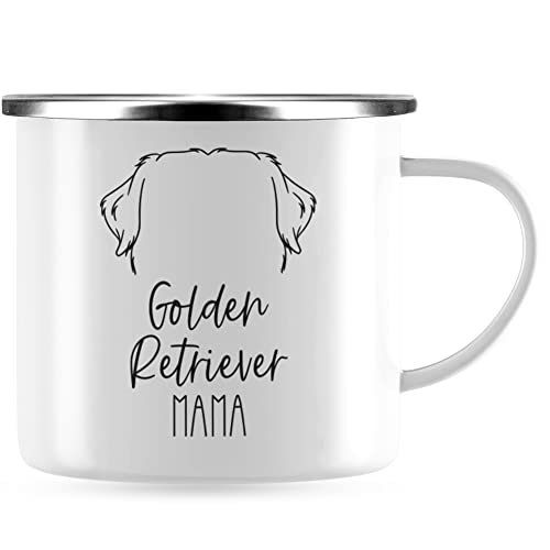 JUNIWORDS Emaille-Tasse, Golden Retriever Mama, Silberner Tassenrand (1008939) von JUNIWORDS