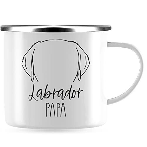 JUNIWORDS Emaille-Tasse, Labrador Papa, Silberner Tassenrand (1008948) von JUNIWORDS