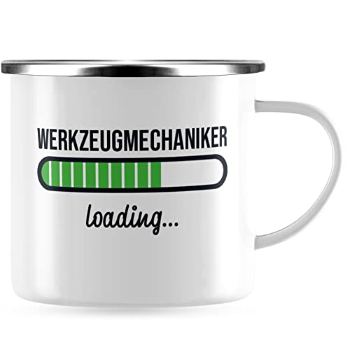 JUNIWORDS Emaille-Tasse, Werkzeugmechaniker loading, Silberner Tassenrand (6222661) von JUNIWORDS