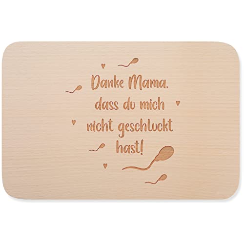 JUNIWORDS Frühstücksbrettchen, Danke Mama, dass du mich nicht geschluckt hast!, Holzbrett Frühstücksbrett Holzbrettchen (1008569) von JUNIWORDS