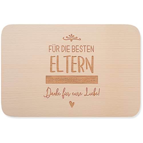 JUNIWORDS Frühstücksbrettchen, Für die besten Eltern ihr seid einfach spitze. Danke für eure Liebe, Holzbrett Frühstücksbrett Holzbrettchen (1007489) von JUNIWORDS