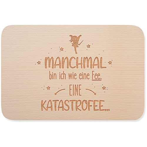 JUNIWORDS Frühstücksbrettchen, Manchmal bin ich wie eine Fee. Eine KatastroFEE, Holzbrett Frühstücksbrett Holzbrettchen (1005052) von JUNIWORDS