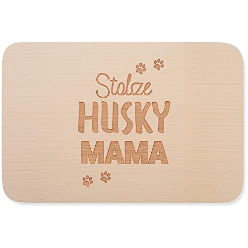 JUNIWORDS Frühstücksbrettchen, Stolze Husky Mama, Holzbrett Frühstücksbrett Holzbrettchen (1009964) von JUNIWORDS