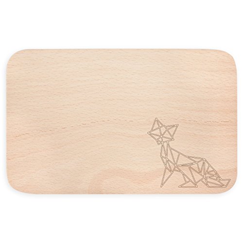 JUNIWORDS Frühstücksbrettchen aus Holz mit Origami-Muster - Wähle ein Motiv - Fuchs von JUNIWORDS
