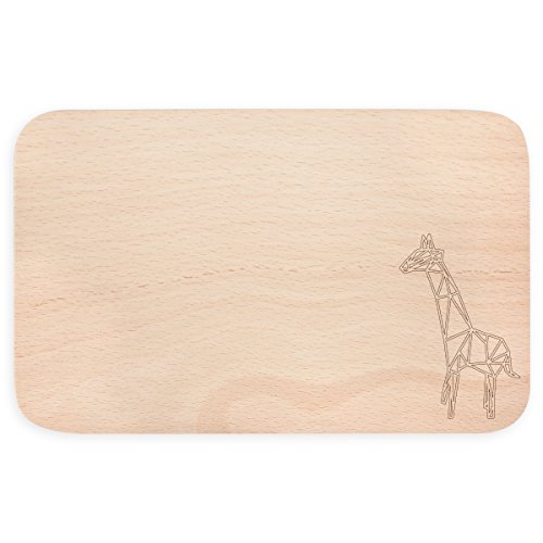 JUNIWORDS Frühstücksbrettchen aus Holz mit Origami-Muster - Wähle ein Motiv - Giraffe von JUNIWORDS