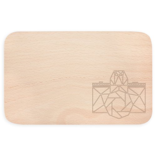 JUNIWORDS Frühstücksbrettchen aus Holz mit Origami-Muster - Wähle ein Motiv - Kamera von JUNIWORDS