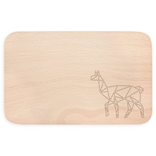 JUNIWORDS Frühstücksbrettchen aus Holz mit Origami-Muster - Wähle ein Motiv - Lama von JUNIWORDS