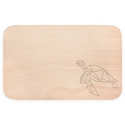 JUNIWORDS Frühstücksbrettchen aus Holz mit Origami-Muster - Wähle ein Motiv - Schildkröte von JUNIWORDS