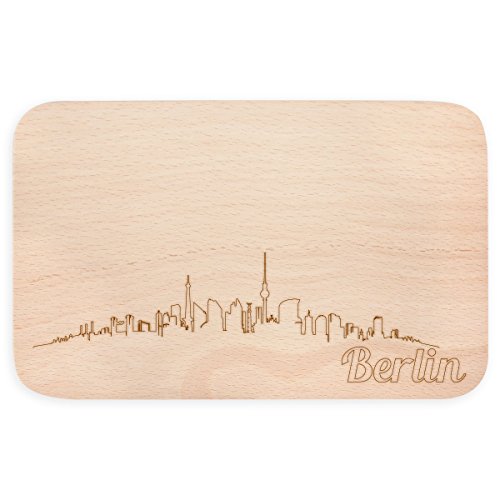 JUNIWORDS Frühstücksbrettchen mit Skyline Gravur - Wähle eine Stadt - Berlin von JUNIWORDS