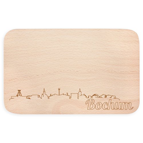 JUNIWORDS Frühstücksbrettchen mit Skyline Gravur - Wähle eine Stadt - Bochum von JUNIWORDS