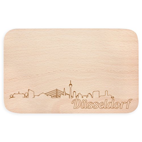 JUNIWORDS Frühstücksbrettchen mit Skyline Gravur - Wähle eine Stadt - Düsseldorf von JUNIWORDS