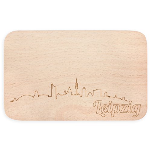 JUNIWORDS Frühstücksbrettchen mit Skyline Gravur - Wähle eine Stadt - Leipzig von JUNIWORDS