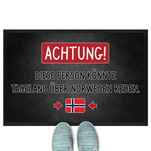 JUNIWORDS Fußmatte, Achtung! Diese Person könnte tagelang über Norwegen reden, 75 x 50 cm, mit Gummirand (1006169) von JUNIWORDS